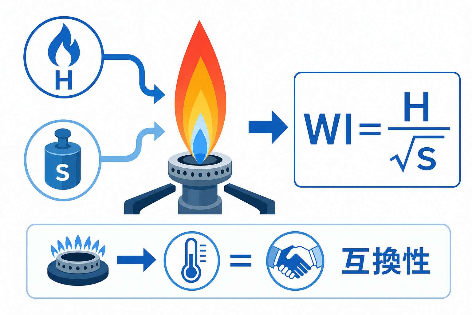 ウォッベ指数のイメージ(WI=H/√s)